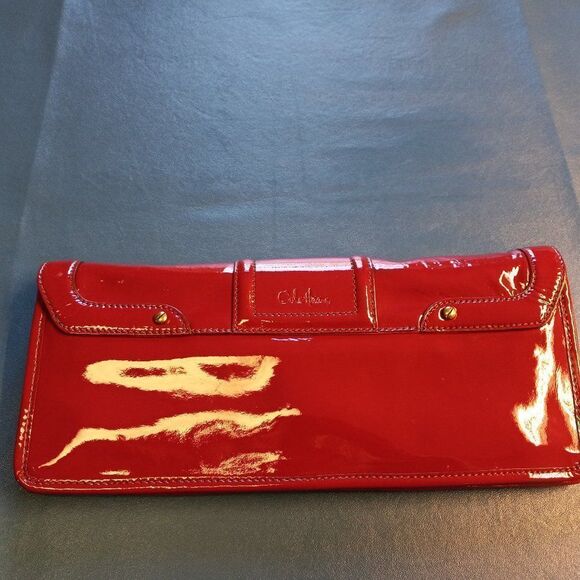 Cole Haan Red Amazing Clutch Sothwestern Granny Chic Red/Gold clasp - Picture 5 of 9